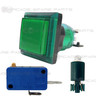 33mm Illuminated Square Button - Green