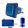 33mm Illuminated Square Button - Blue